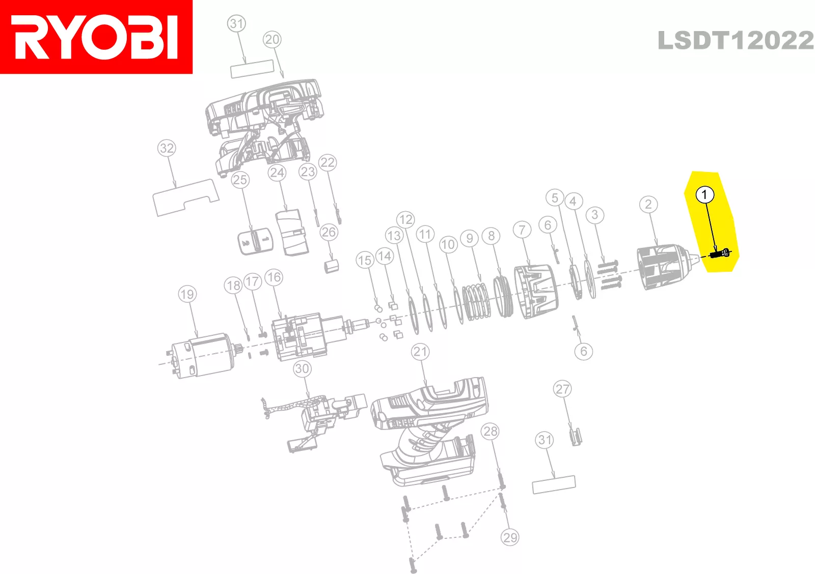 vis mandrin réf. 5131000976 Ryobi